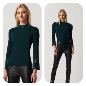 SOLD   Joseph Ribkoff Embellished Mock Neck Sweater Top